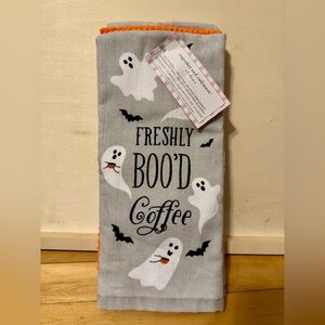 Halloween Kitchen Towels 3-Pack | “Freshly Boo’d Coffee” | Ghost & Orange Towels